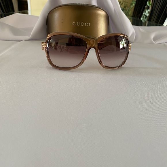 Gucci Accessories - Gucci Gold and Brown Sunglasses